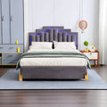 Queen Size Velvet Upholstered Platform Bed with 4 Drawers W568856