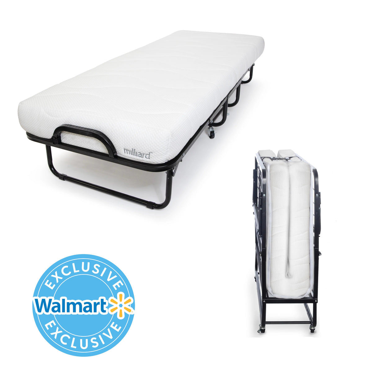 Cot Size Folding Bed with Memory Foam Mattress J355398