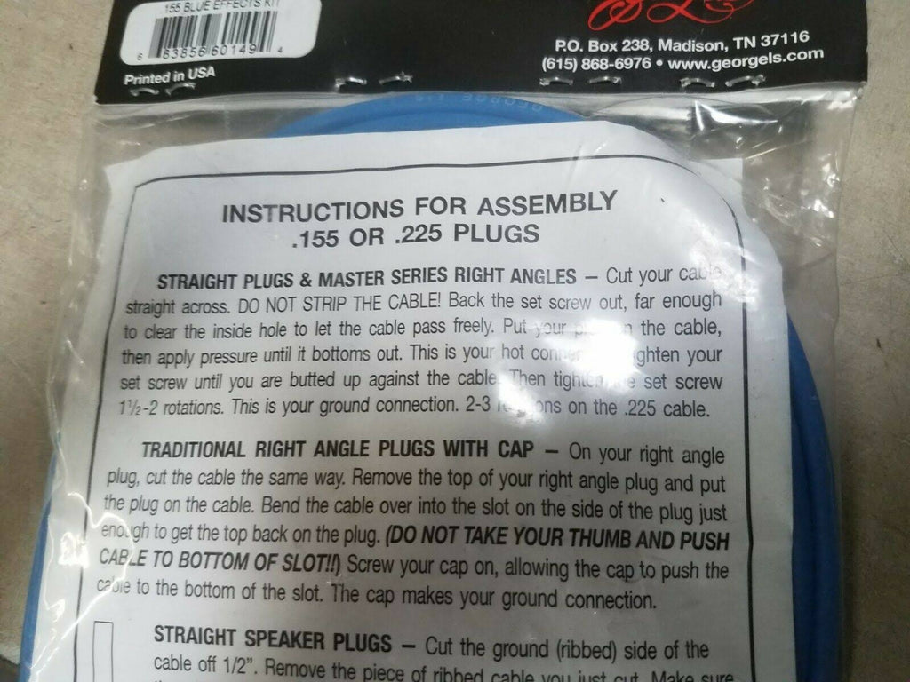 Effects Kit (Blue Cable, Gold Right Angle PLUGS) I9630