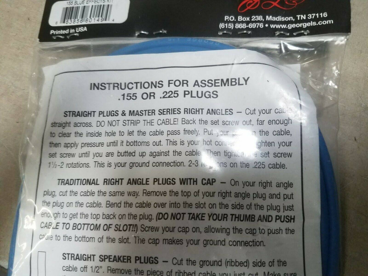 Effects Kit (Blue Cable, Gold Right Angle PLUGS) I9630