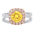 18k White Rose Gold Halo Ring Band Set Z69719