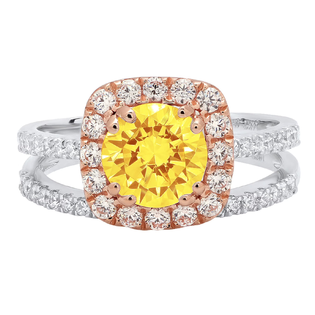 18k White Rose Gold Halo Ring Band Set Z69719