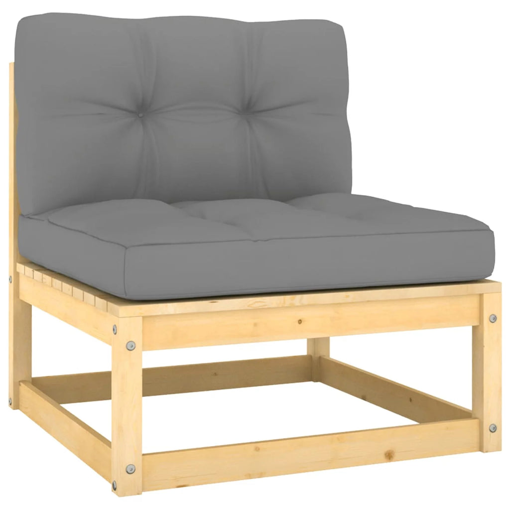 6 Piece Wooden Patio Lounge Set with Gray Cushion Y1272