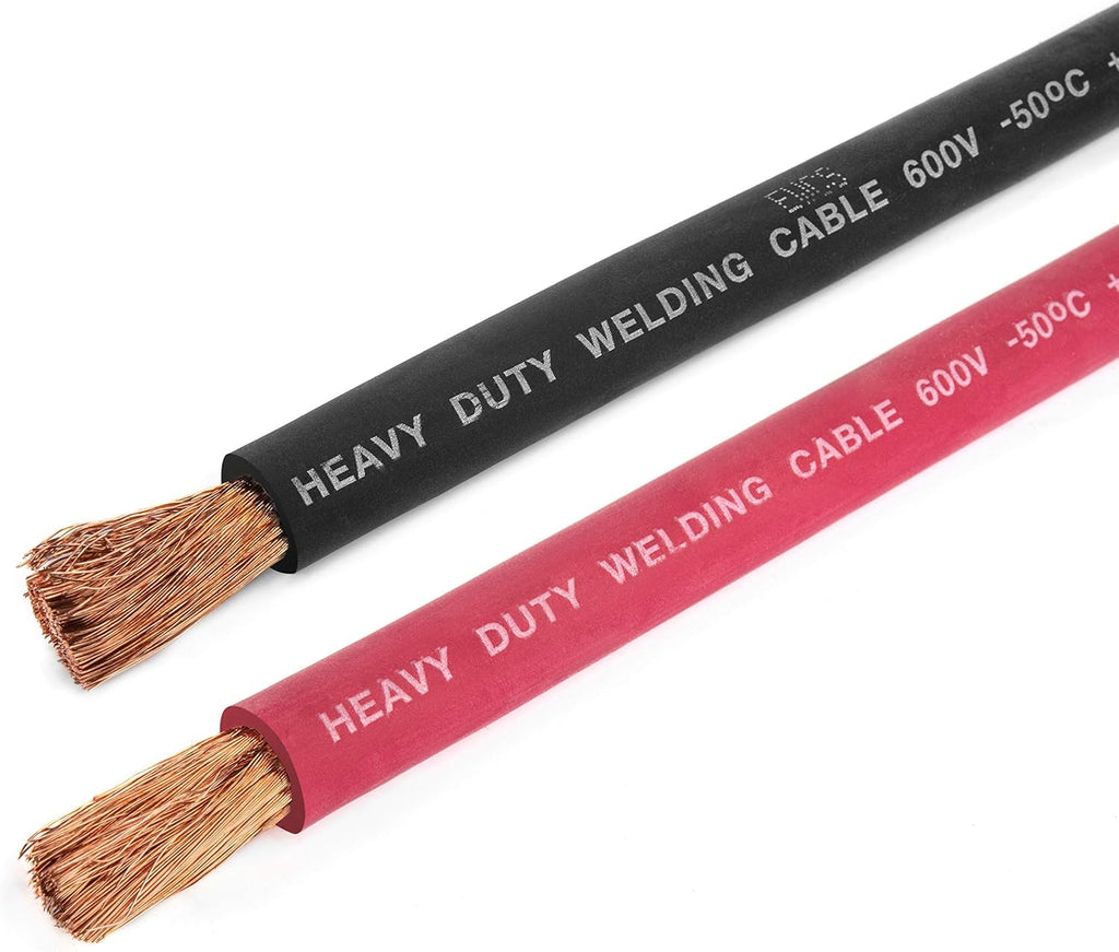 6 Gauge Extra Flexible Welding Cable 600 Volt Combo Pack - Black+Red 25 Feet of Each H4520