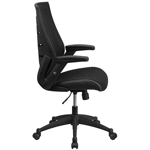 Black Mesh Executive Swivel Chair with Flip-Up Arms F4898