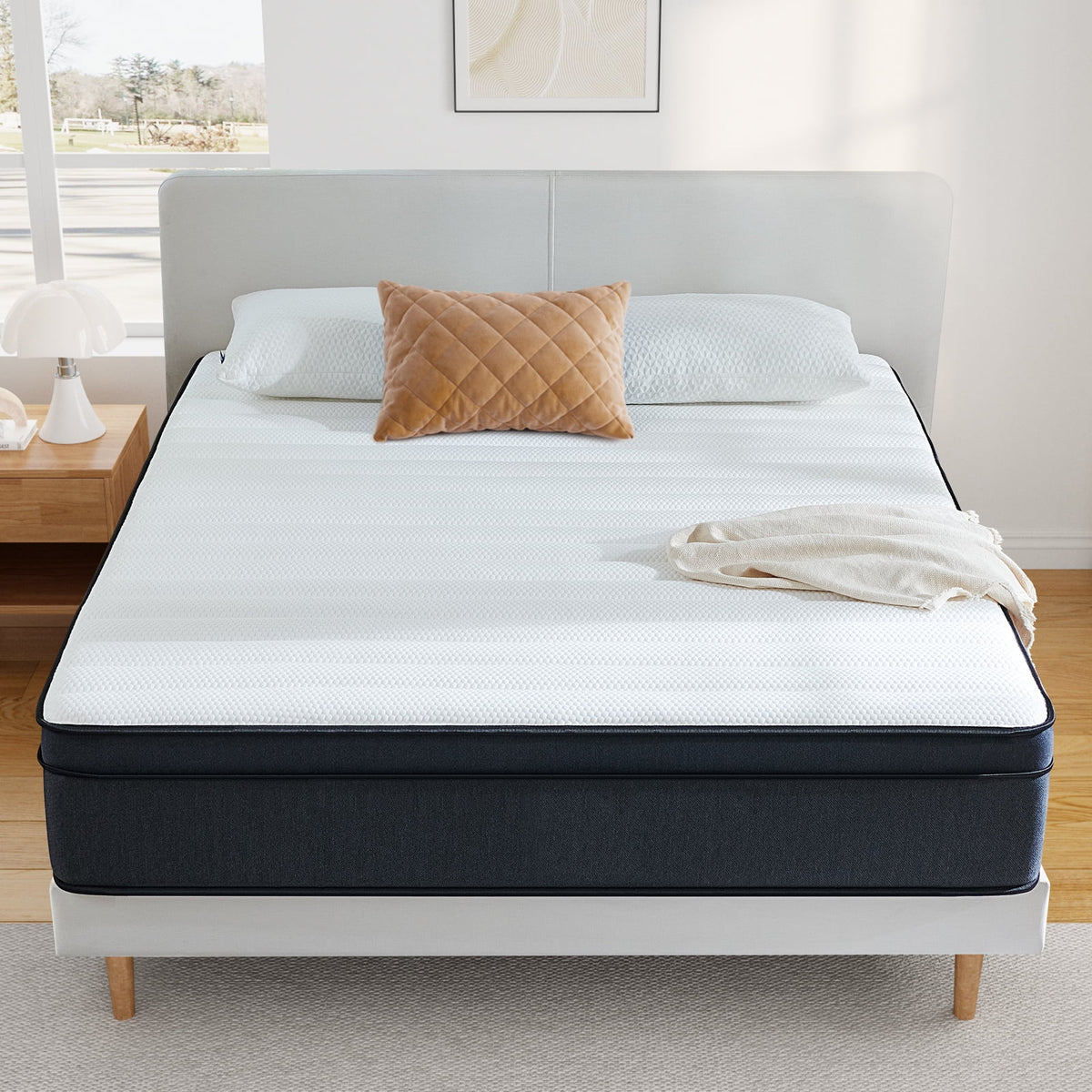Queen 12 inch Medium Plush Hybrid Innerspring Mattress in a Box H86550