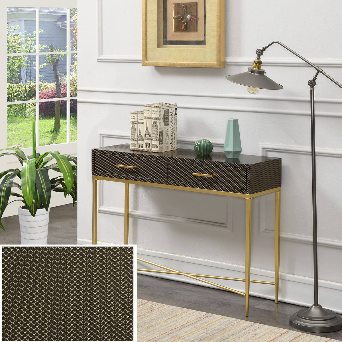 Black Scallop Console Table Y63292