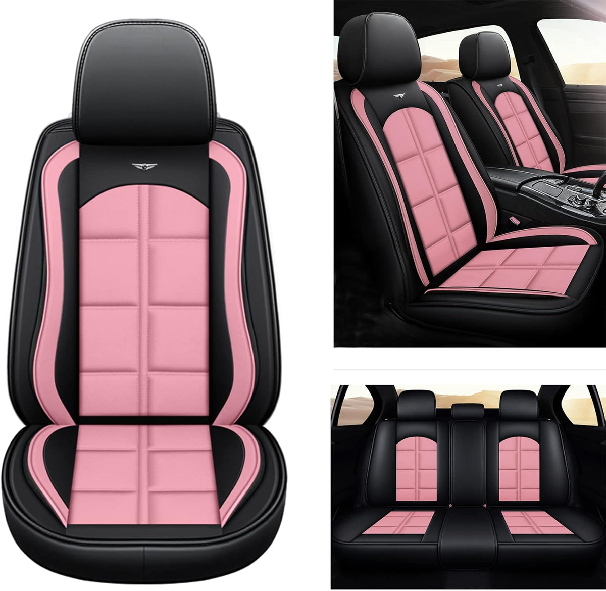 Black-Blue Waterproof Leather Car Seat Covers K150339