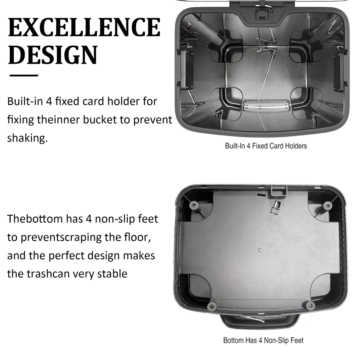 13 Gallon 50L Thickened Stainless Steel Trash Can with Lid O1840