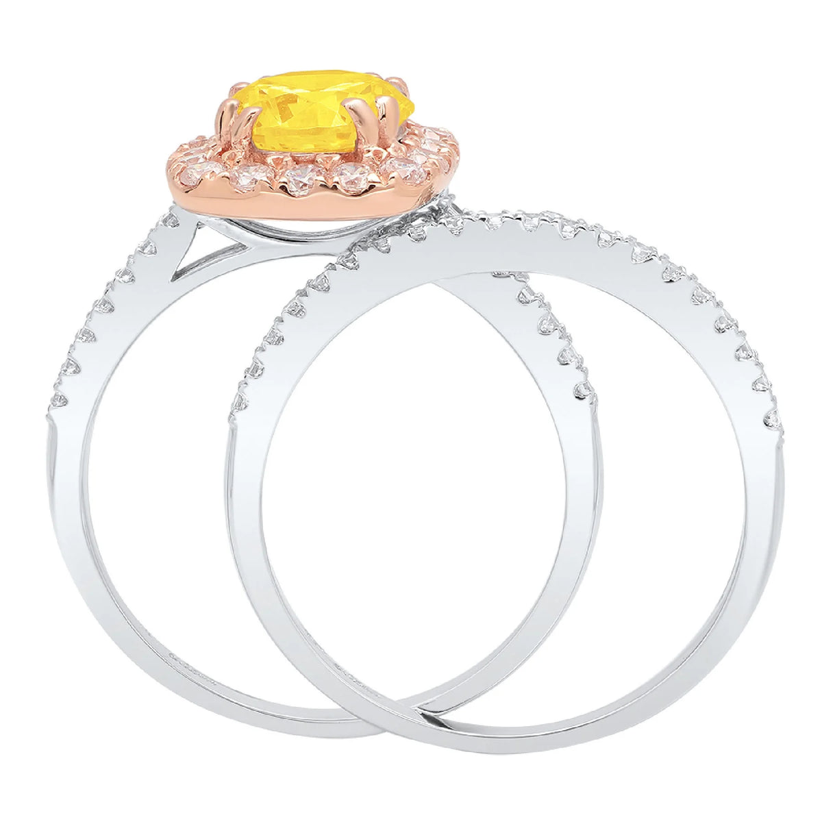18k White Rose Gold Halo Ring Band Set Z69719