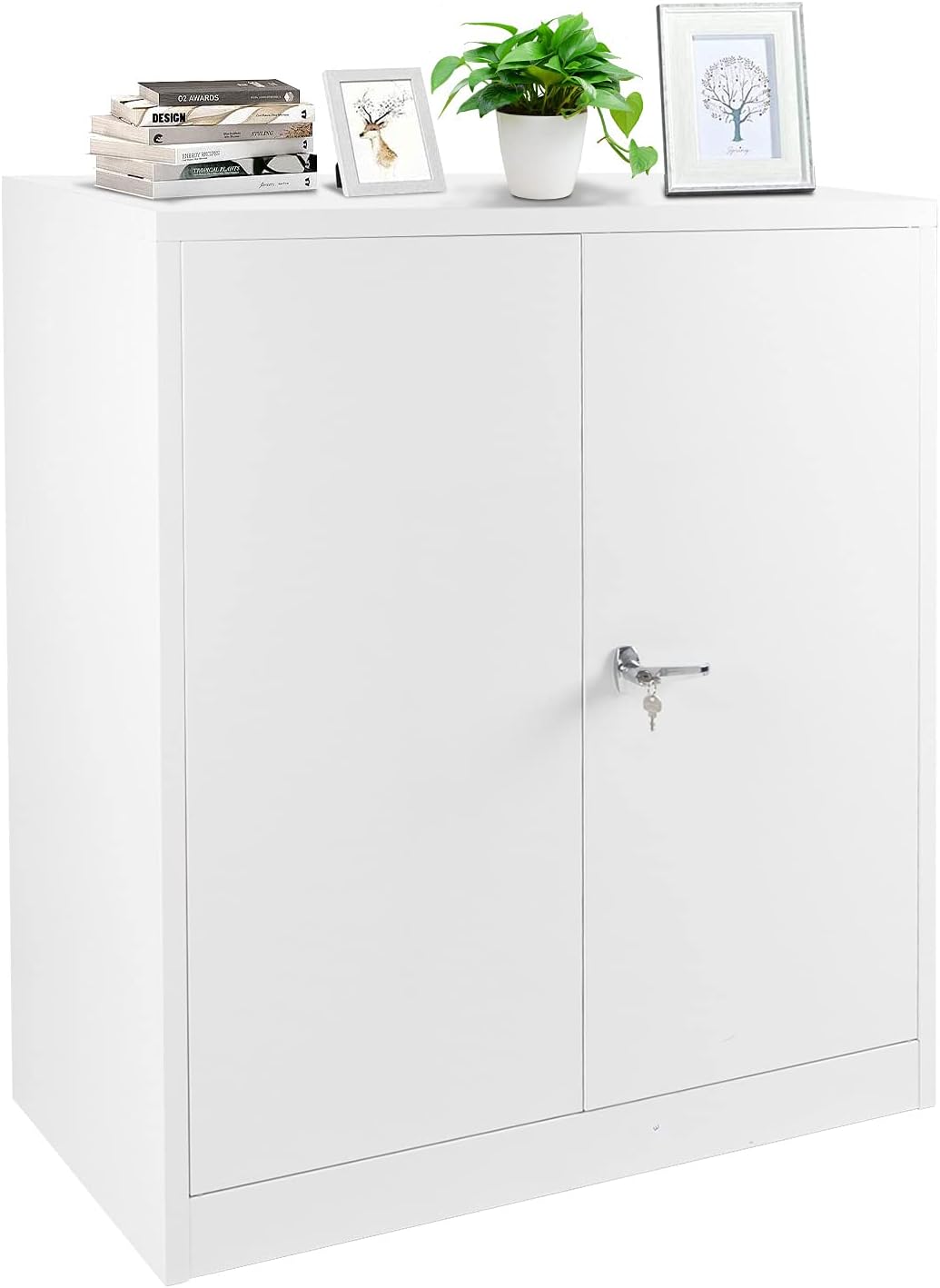 Black Steel Locking Storage Cabinet with 2 Doors and Shelves M1432