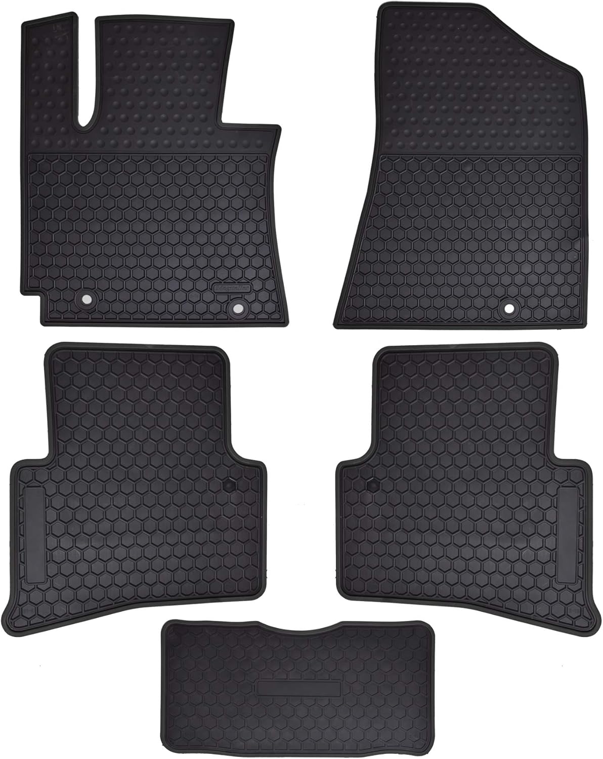 Black Rubber Car Floor Mats 3 Row Set I354