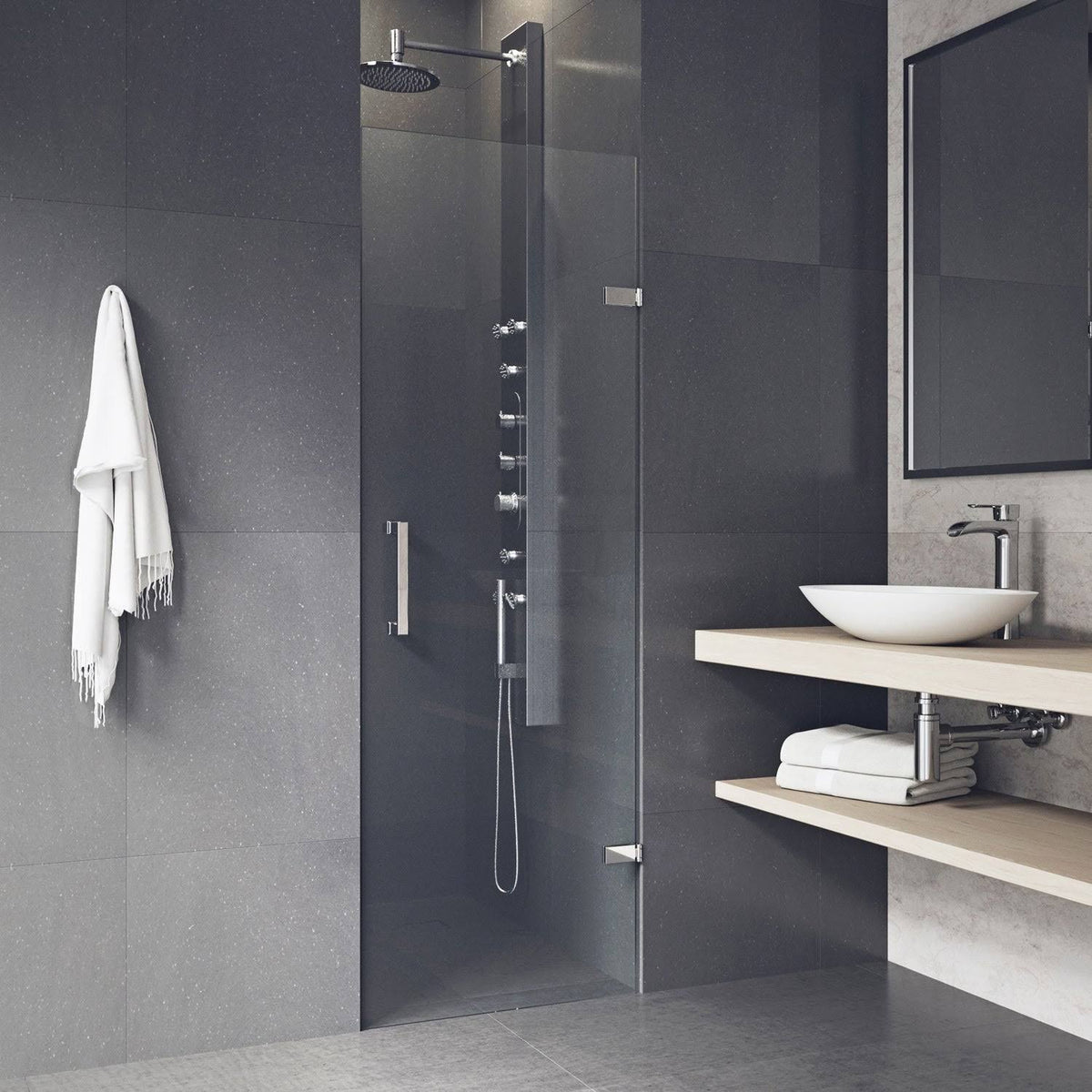 24-Inch Adjustable Frameless Shower Door E414
