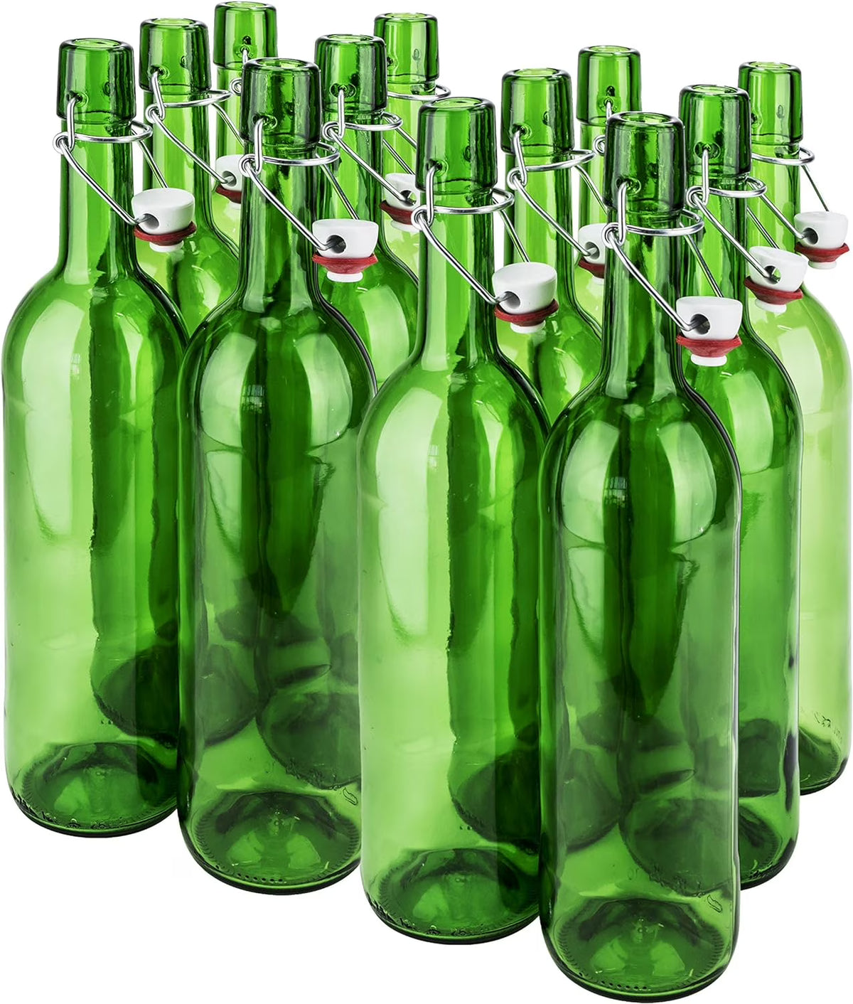 Green Glass Wine Bottle With Stopper, Swing Top (12) V381