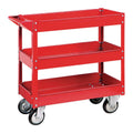 30 in. x 16 in. 3-Shelf Steel Service Cart, Red Q940