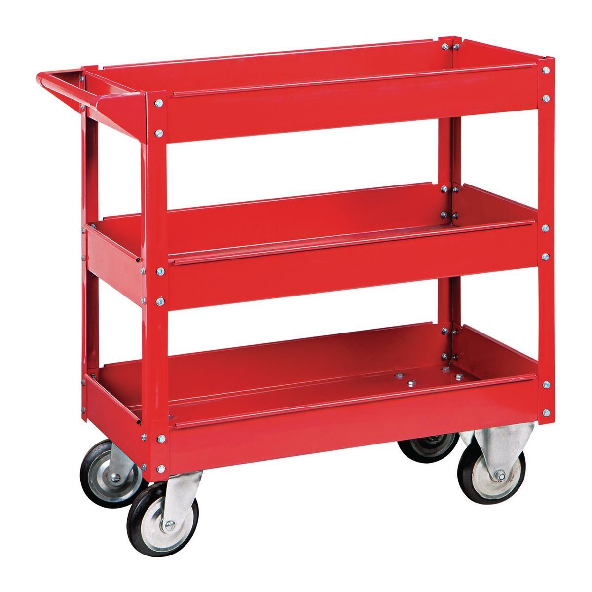 30 in. x 16 in. 3-Shelf Steel Service Cart, Red Q940