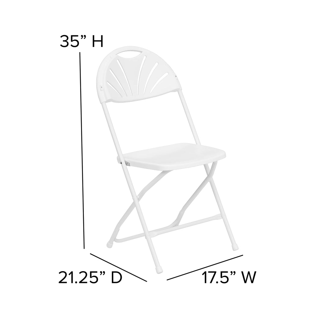White Plastic Fan Back Folding Chair E101