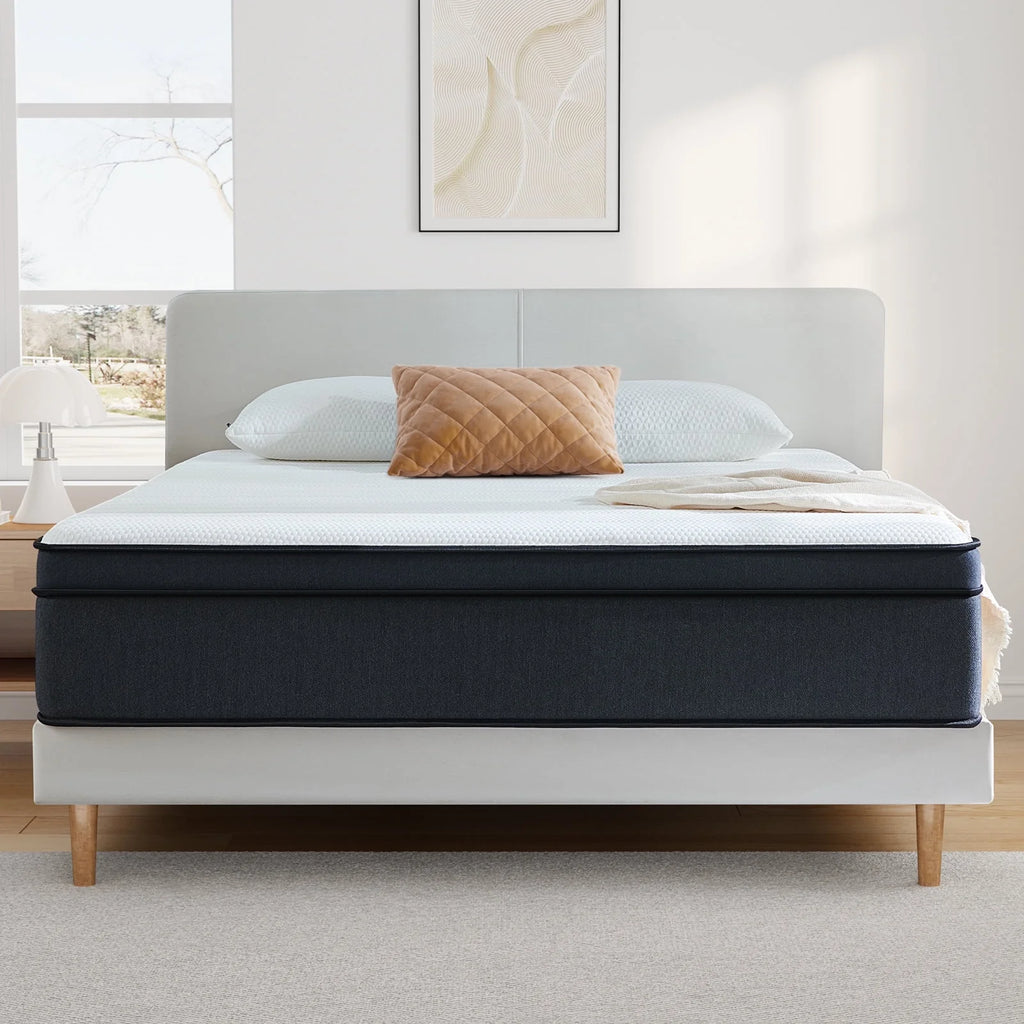 Queen 12 inch Medium Plush Hybrid Innerspring Mattress in a Box H86550