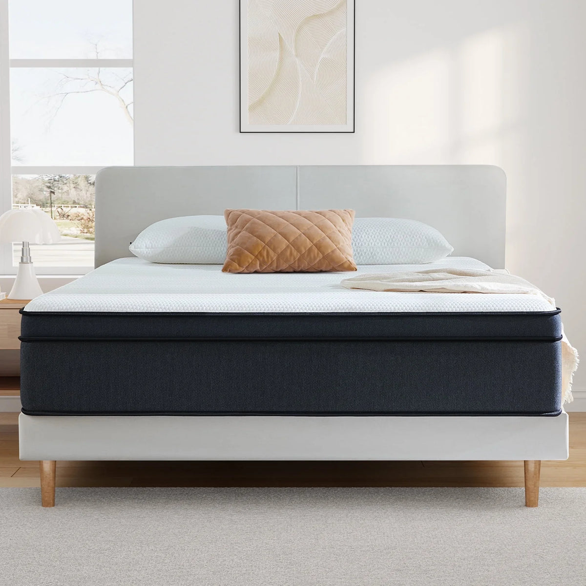 Queen 12 inch Medium Plush Hybrid Innerspring Mattress in a Box H86550
