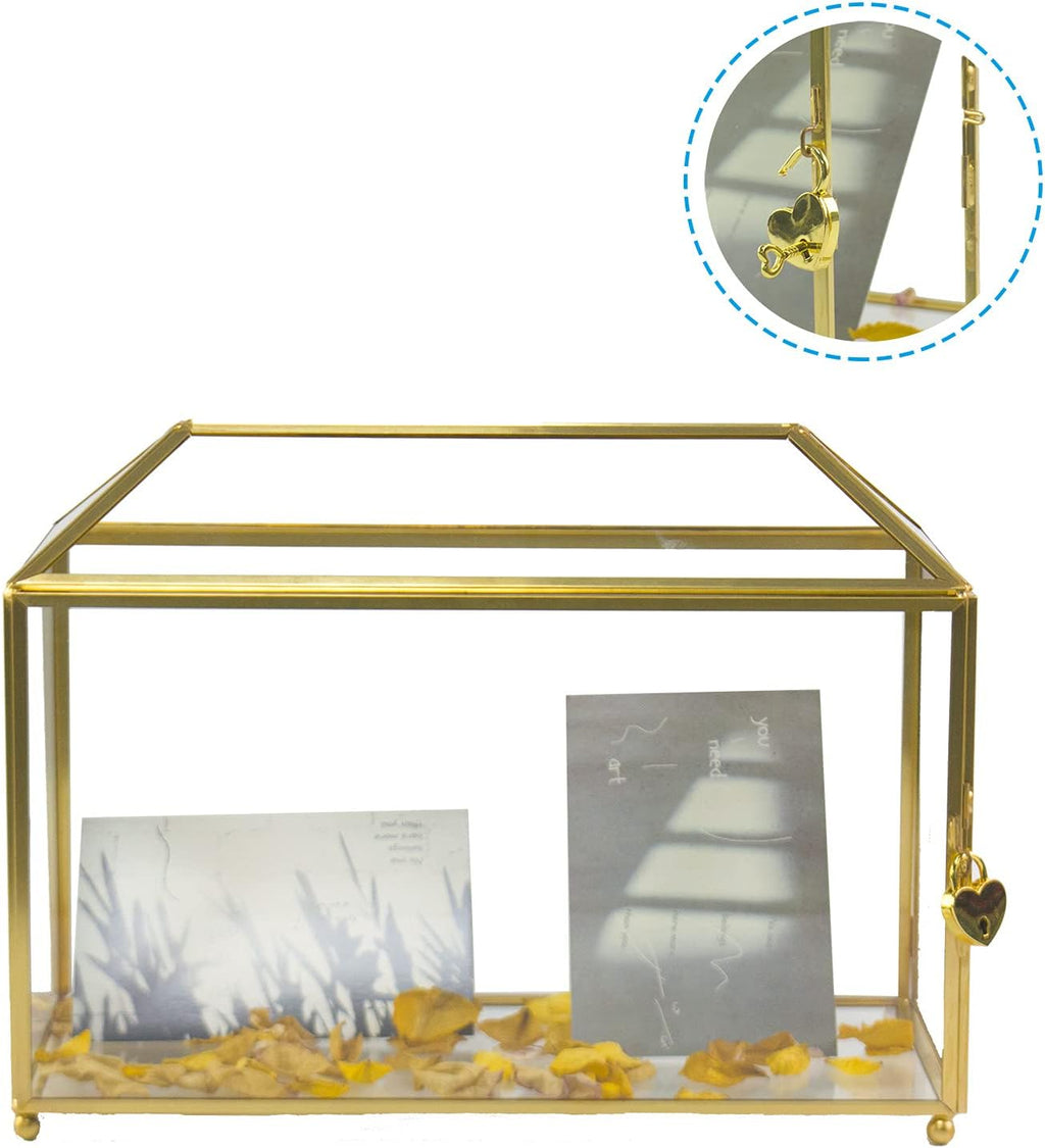 Large Vintage Rectangle Glass Card Box with Lid C363443
