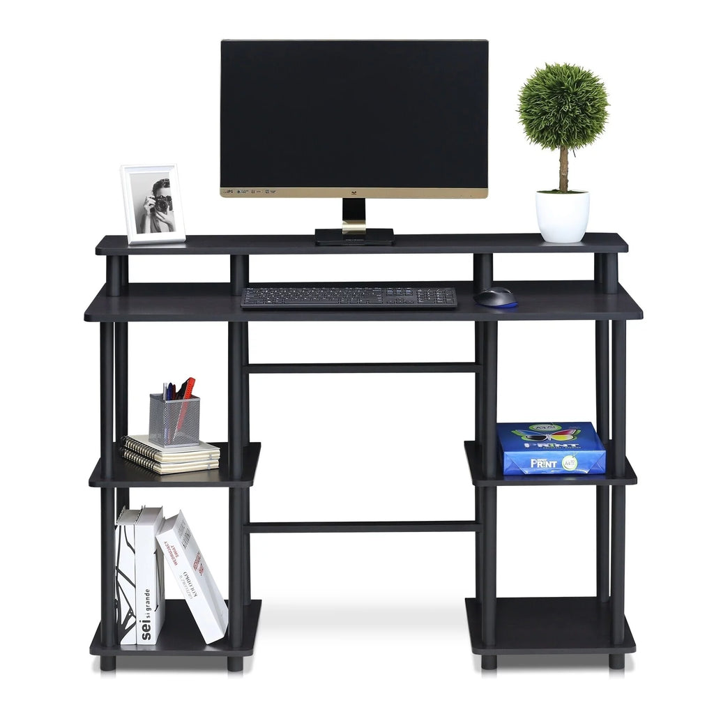 Espresso Black Computer Desk with Top Shelf Q904