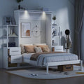 White Full Murphy Bed with Storage Shelves and Drawers H99579