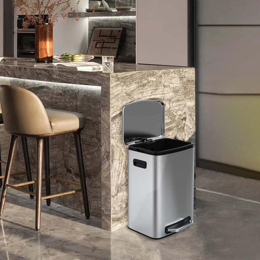 13 Gallon 50L Thickened Stainless Steel Trash Can with Lid O1840