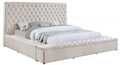 Cream Eastern King Velvet Tufted Storage Bed A31944