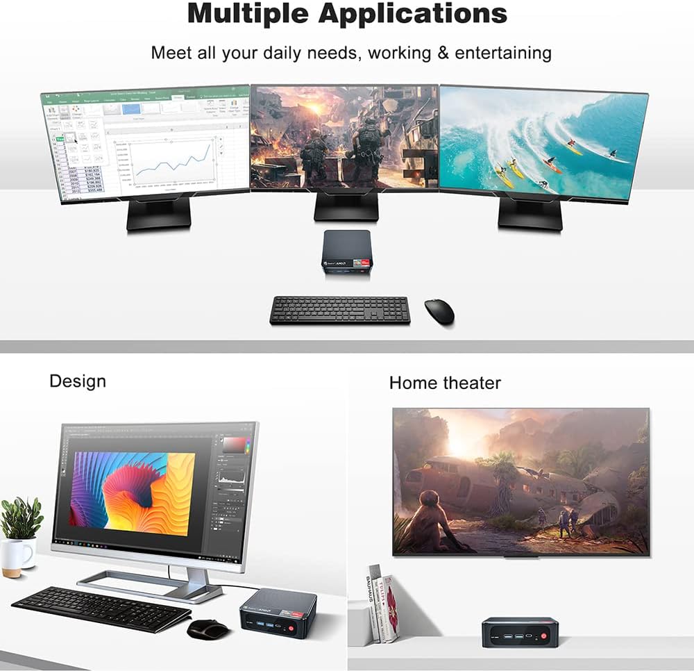 Mini PC AMD Ryzen 7 3750H 16 GB RAM 512 GB SSD Windows 11 Pro Desktop Computer P2310