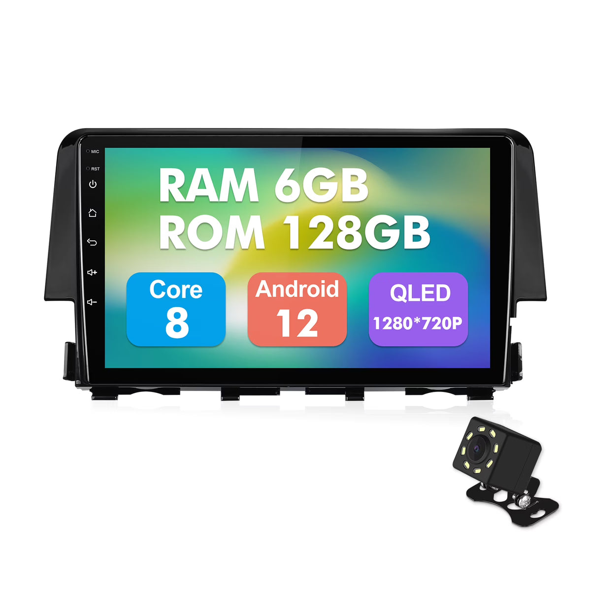 9 Inch Touchscreen Double Din Car Stereo with Wireless Carplay Android Auto Backup Camera Y176
