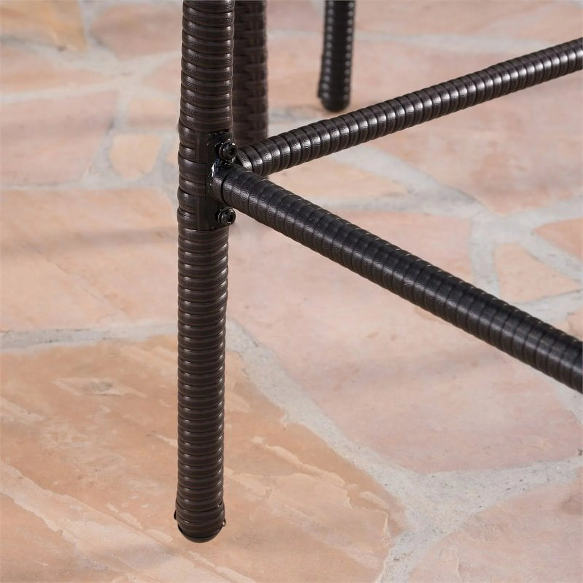 5 Pc Multi Brown Wicker Round Bar Table Set S8361
