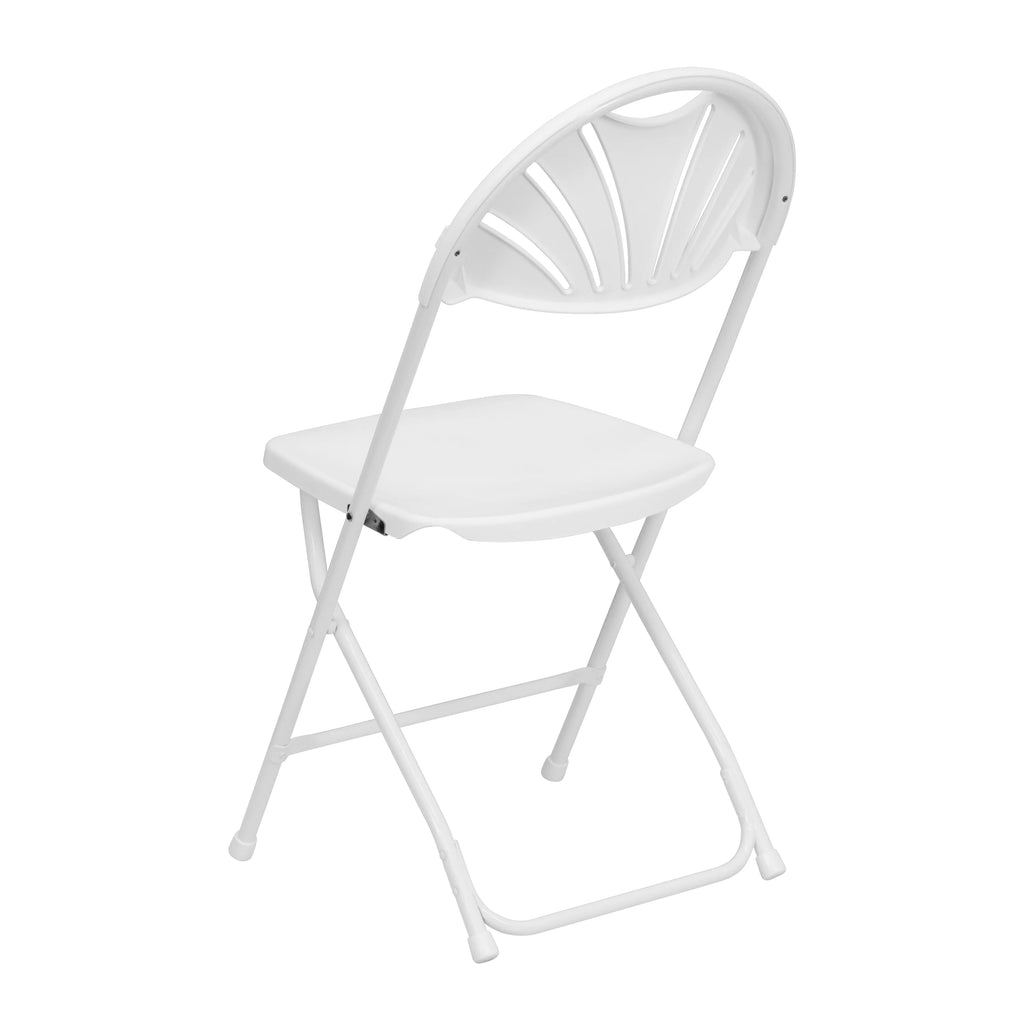 White Plastic Fan Back Folding Chair E101