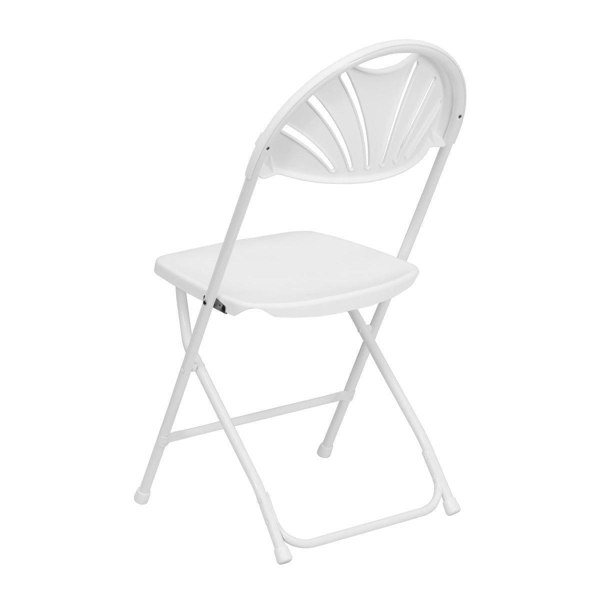 White Plastic Fan Back Folding Chair E101