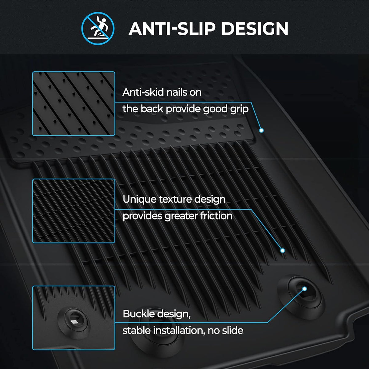 Black TPE Rubber Heavy Duty Floor Mats B1725