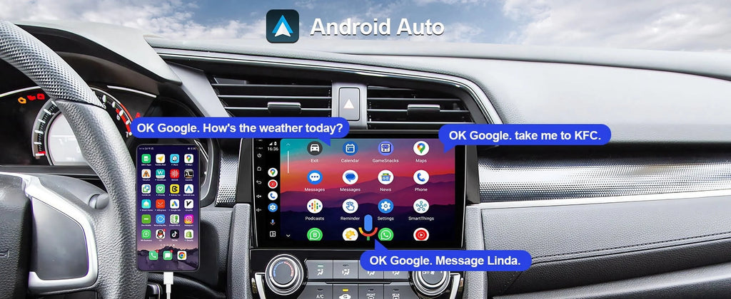 9 Inch Touchscreen Double Din Car Stereo with Wireless Carplay Android Auto Backup Camera Y176