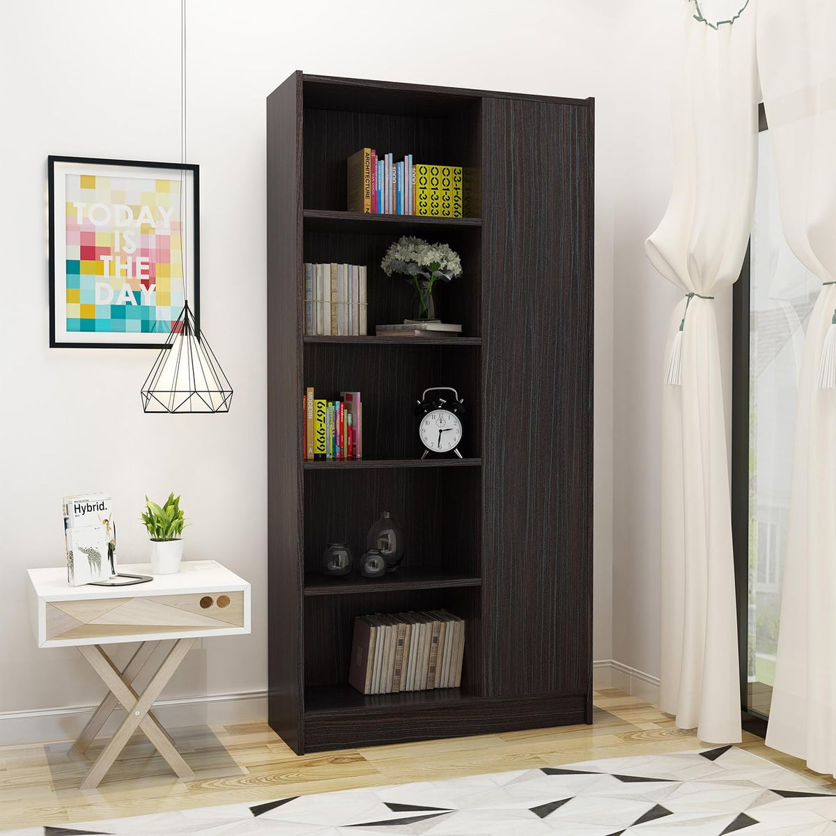 Walnut Finish Faux Wood Bookcase R10971
