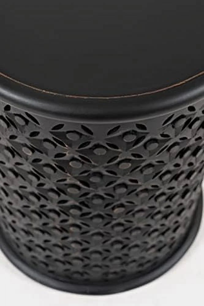Antique Black Hardwood Drum End Table R533073