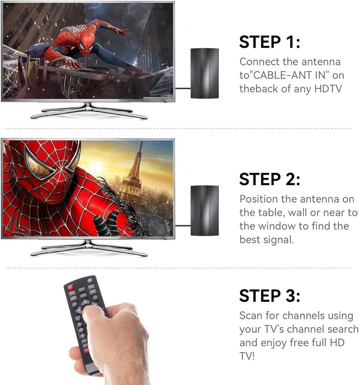 HD TV Antenna with Amplifier Signal Booster 33ft Coaxial Cable H9643