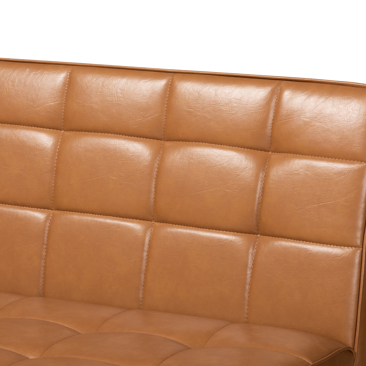 Tan Faux Leather Upholstered Walnut Brown Wood 2-Piece Dining Nook Banquette Set B756518
