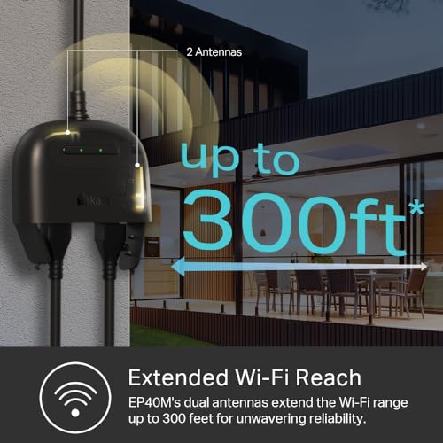 Outdoor Smart Plug with 2 Sockets, Black C38637