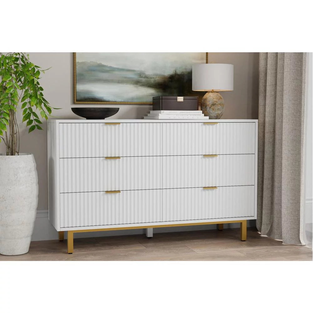 White 6 Drawer Dresser F7302