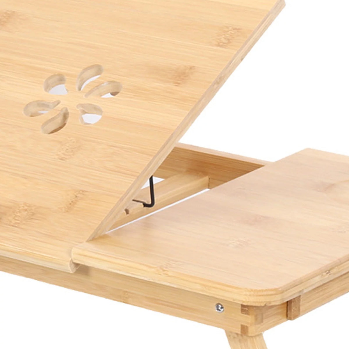 Bamboo Portable Laptop Desk with Tilt Top and Storage Drawer F872797