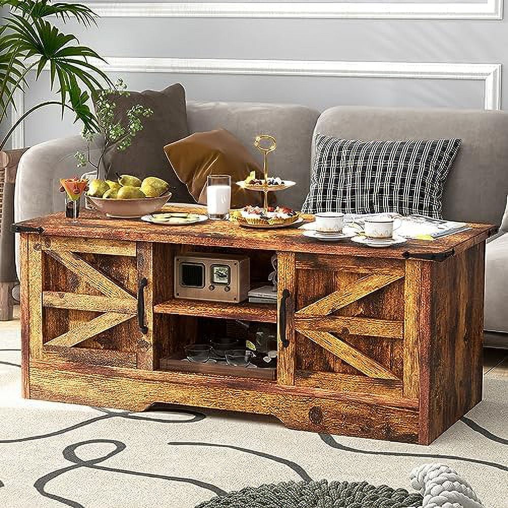White Coffee Table with Barn Doors S39330