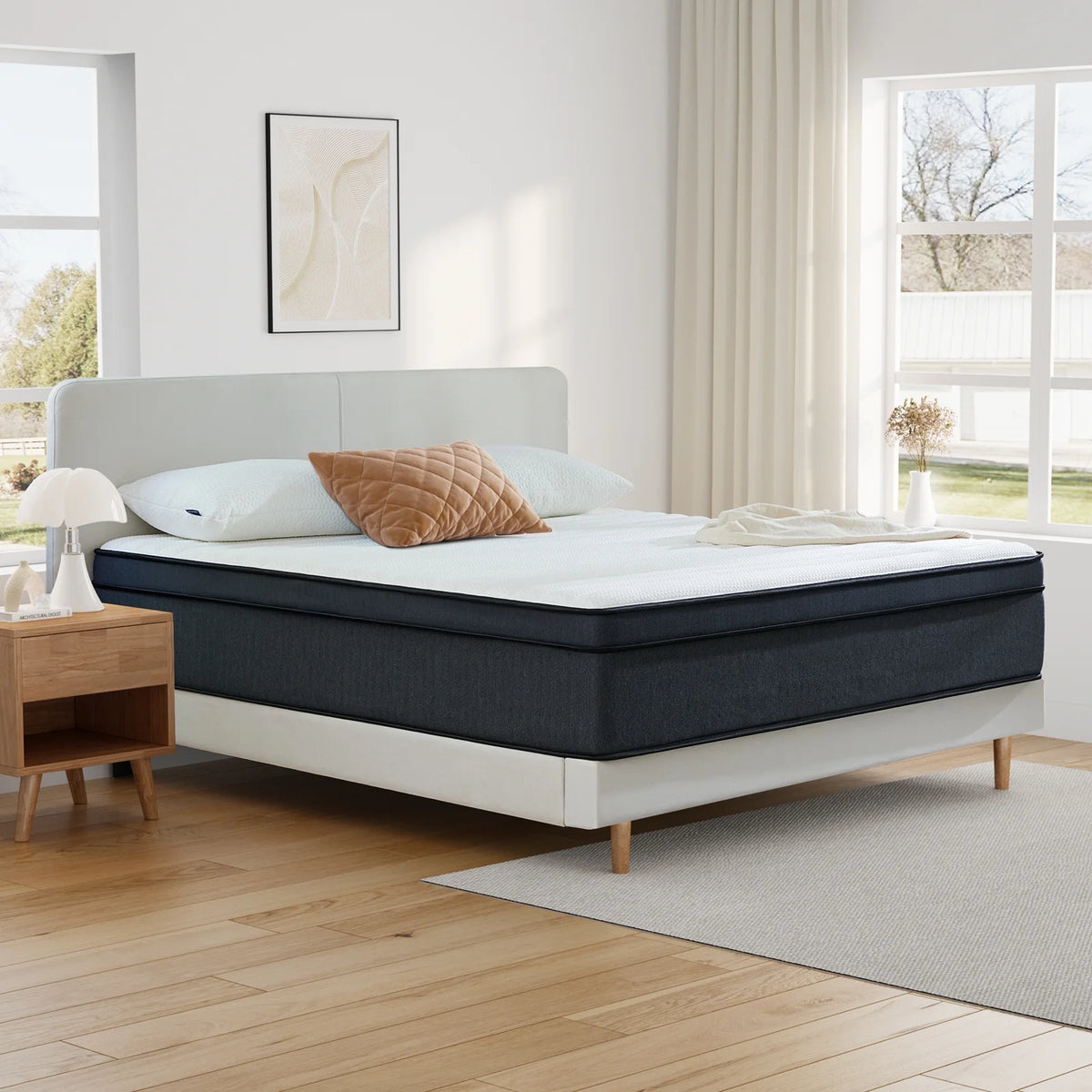 Queen 12 inch Medium Plush Hybrid Innerspring Mattress in a Box H86550