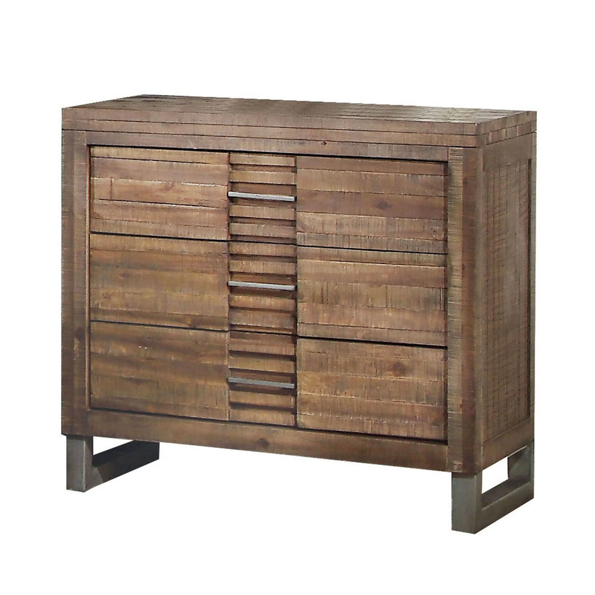 Reclaimed Oak Wood Nightstand with Metal Legs G781809